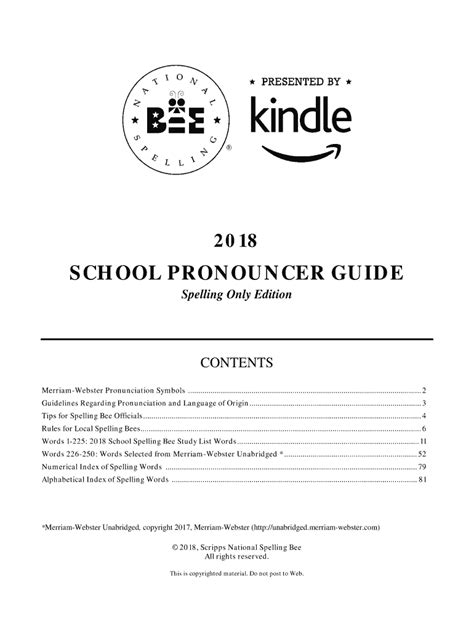 Word Club gives you access to spelling bee materials for free. . School pronouncer guide 2021 pdf